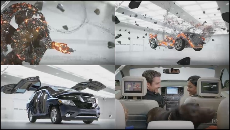 CG特效广告日产汽车 Nissan - Wouldn't It Be Cool - Pathfinder 2013 from danDif...-破碎-三维-科幻-广告-汽车-国际案例